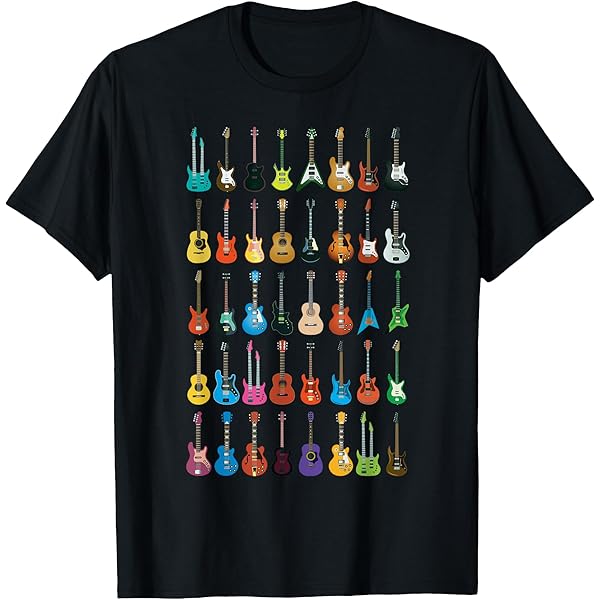 Amazon.com: Black and White Electric Guitar T-Shirt